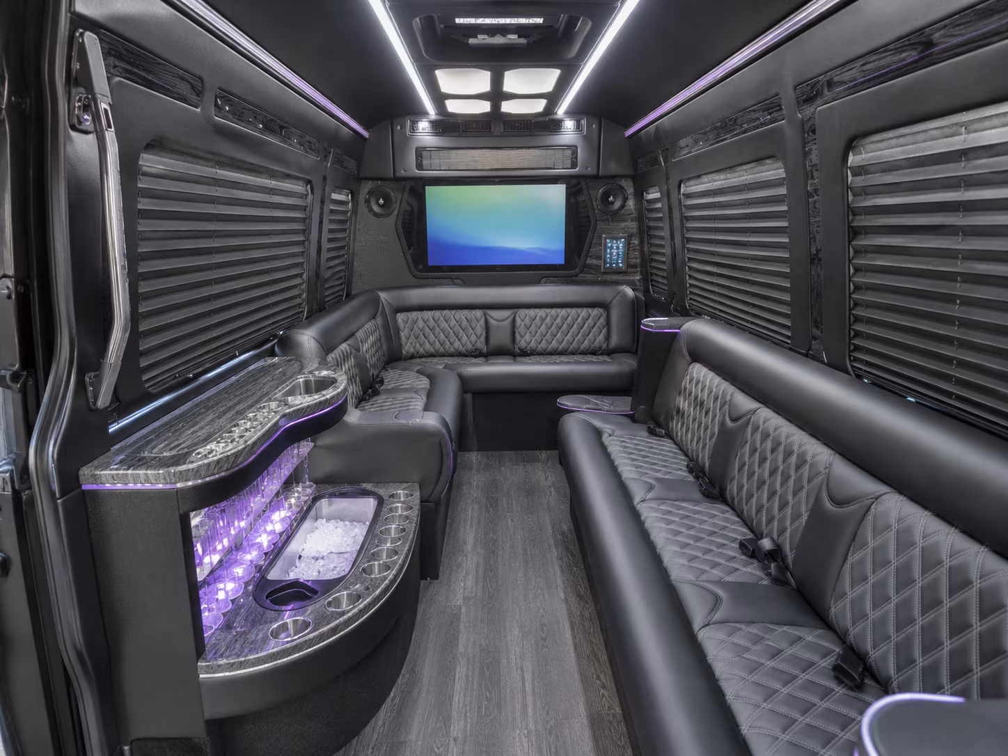 burien 18 passenger party bus inside